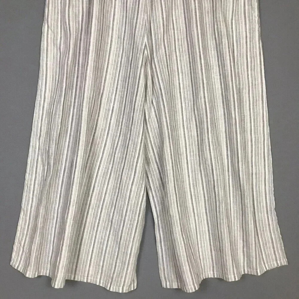 Vivid 100% Linen Wide Leg Pants Women Size 4X Pockets Drawstring Elastic Waist - Picture 8 of 16